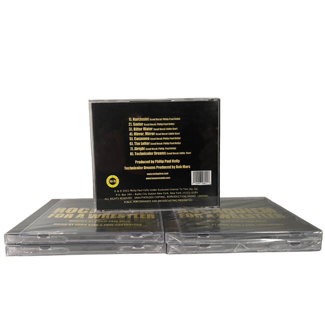 Rockquiem For A Wrestler Cast Recording CD - Back of CD and Track listing